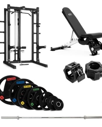 Hr 500 Half Rack Olympic Med Bænk Og Nedtræk   150 Kg
