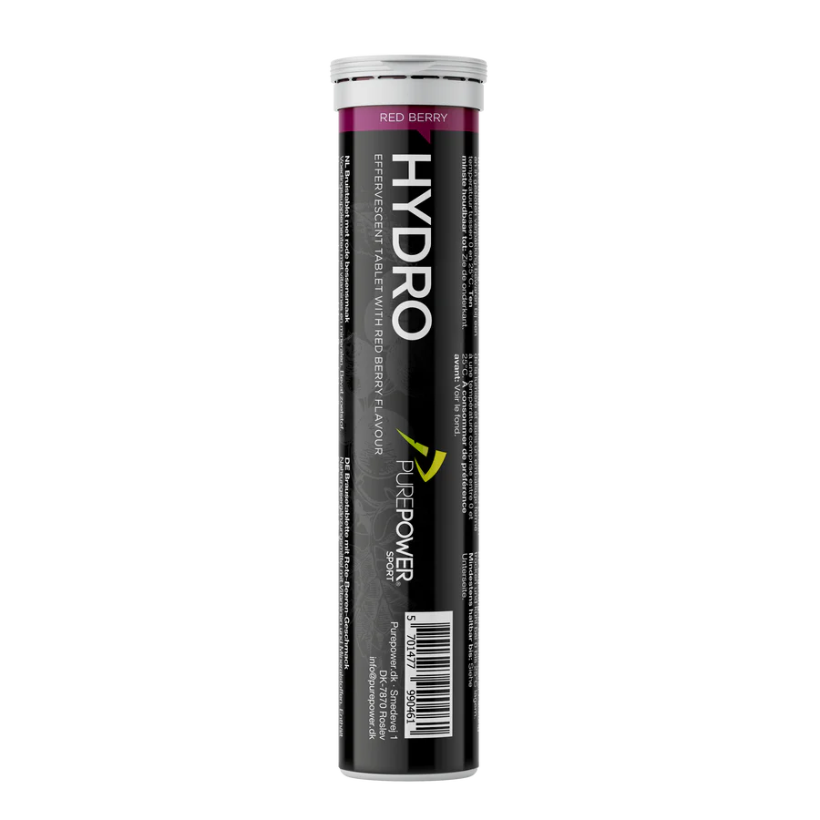 Purepower Hydrotabs Elektrolytter Røde Bær Smag Rør Med 20 Tabletter