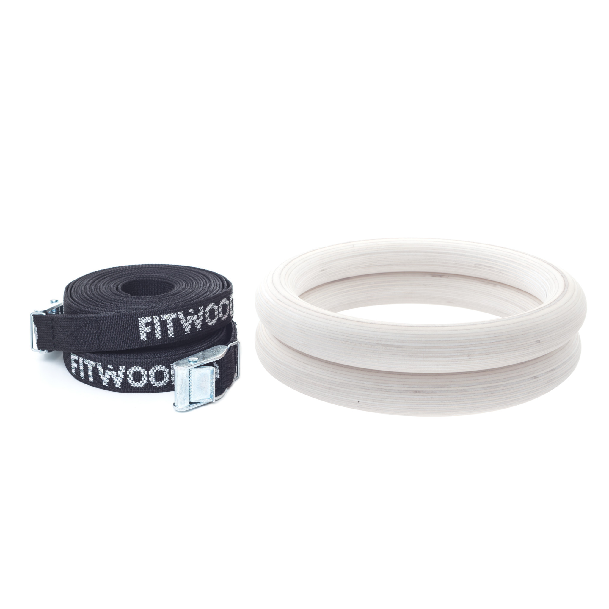 Fitwood Ulpu Gymnastikringe 28mm Glazing-overflade Sort Strop
