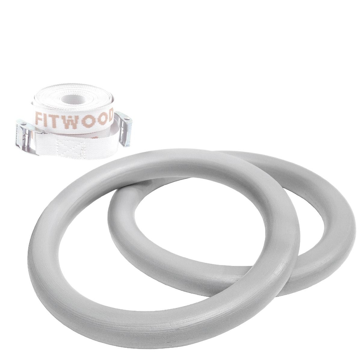 Fitwood Ulpu Gymnastikringe 28mm Grå Overflade Hvid Strop