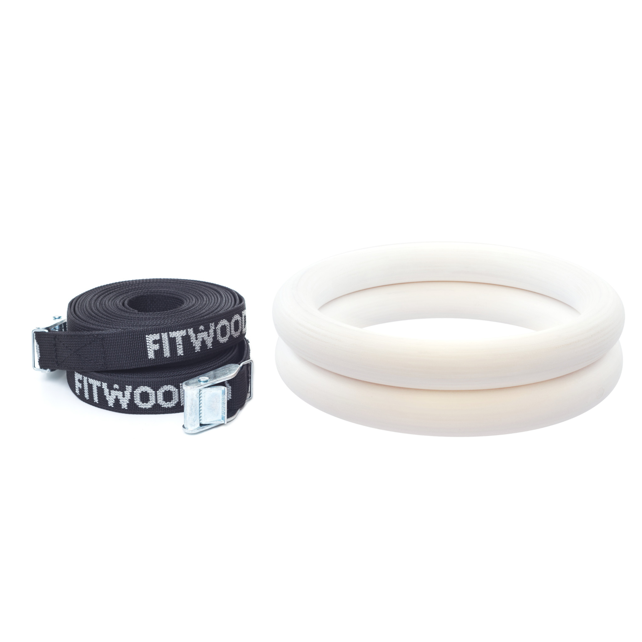 Fitwood Ulpu Gymnastikringe 28mm - Hvid-overflade Sort Strop