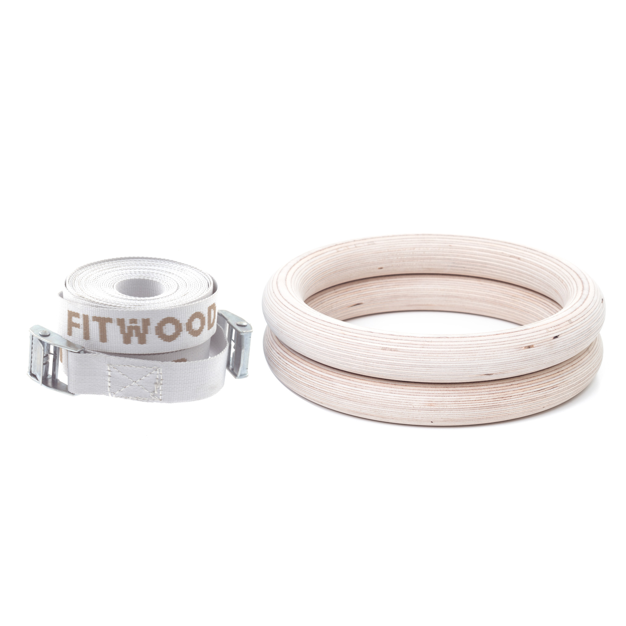 Fitwood Ulpu Gymnastikringe 28mm Træ-overflade Hvid Strop