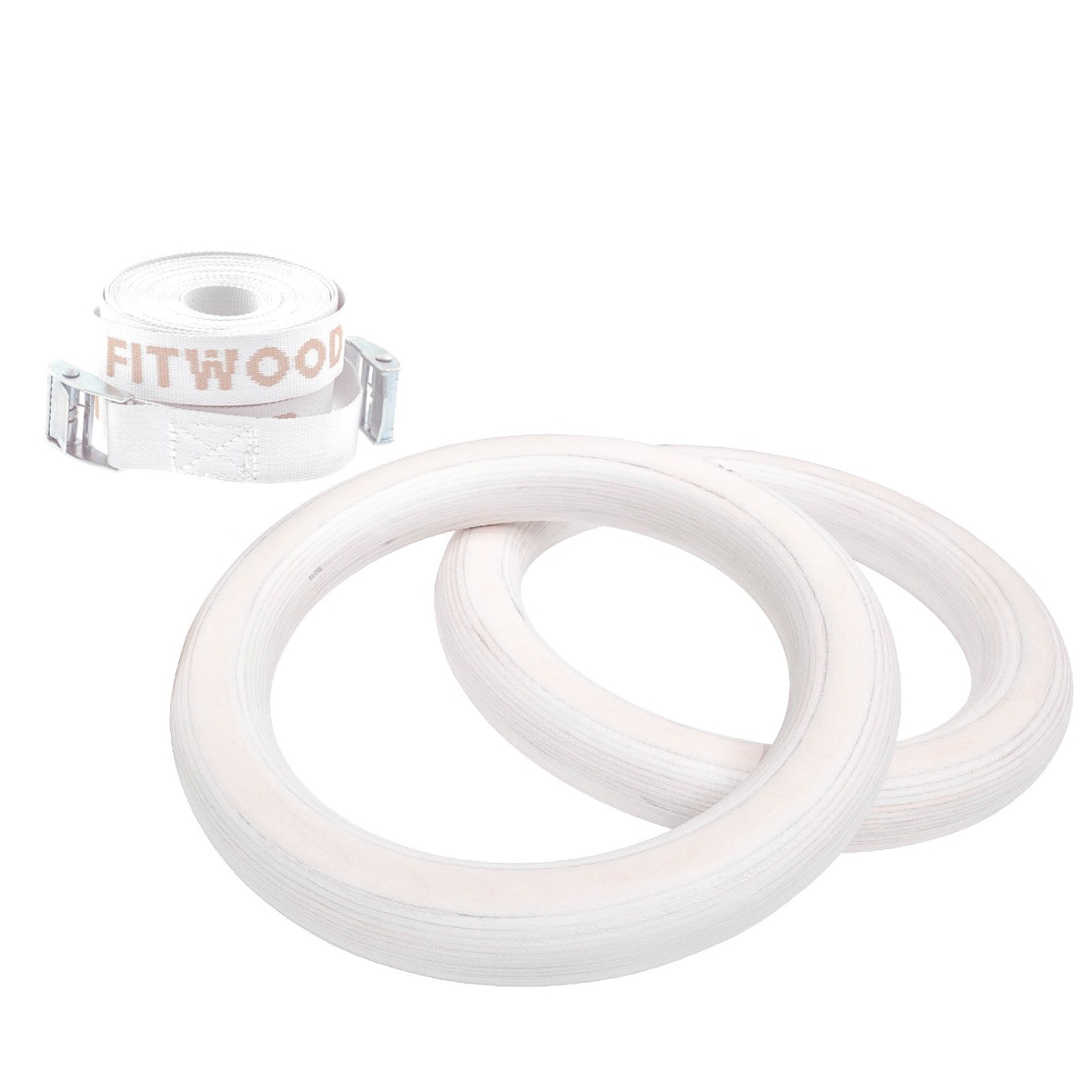 Fitwood Ulpu Mini Gymnastikringe 25mm Glazing Overflade Hvid Strop