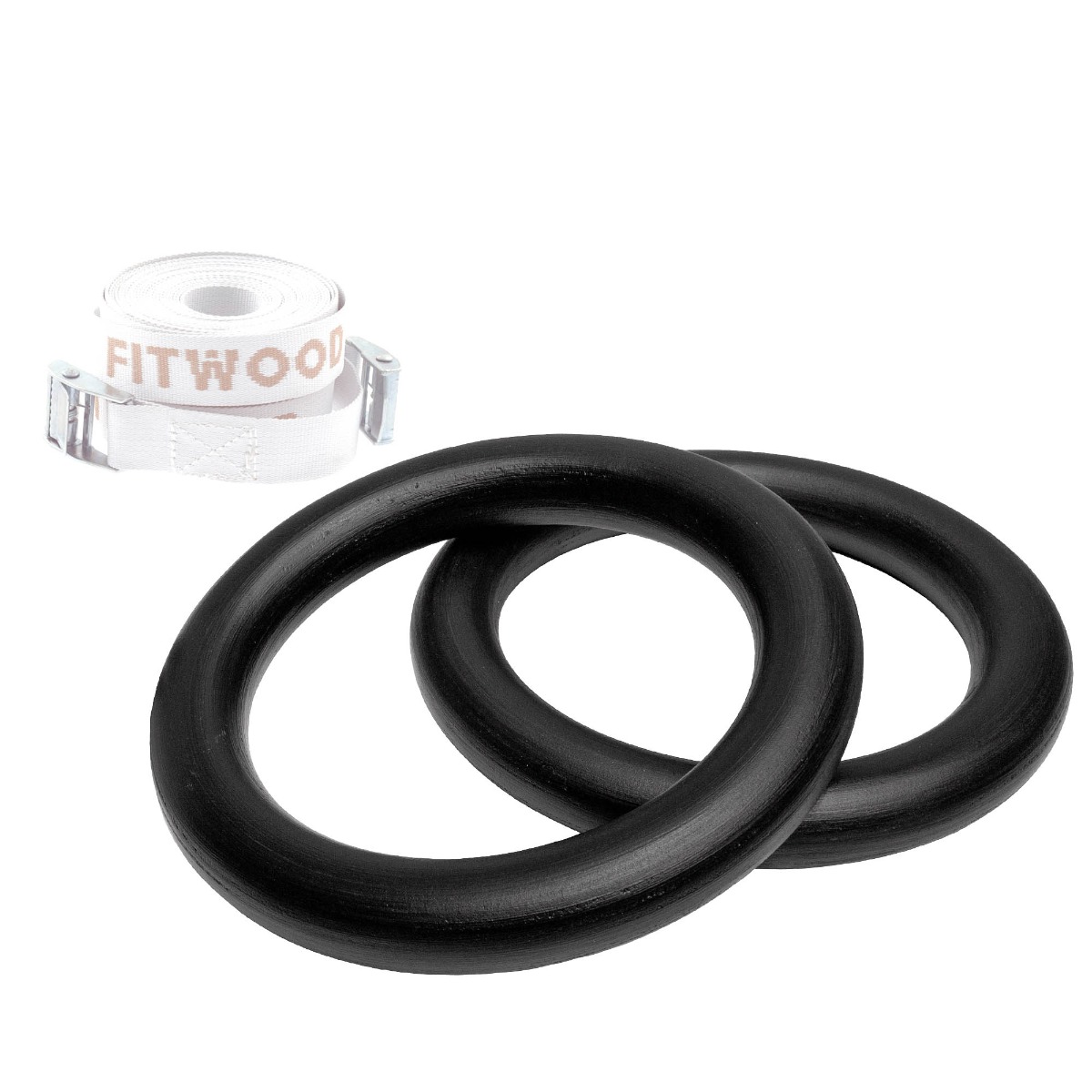 Fitwood Ulpu Mini Gymnastikringe 28mm Sort Overflade Hvid Strop