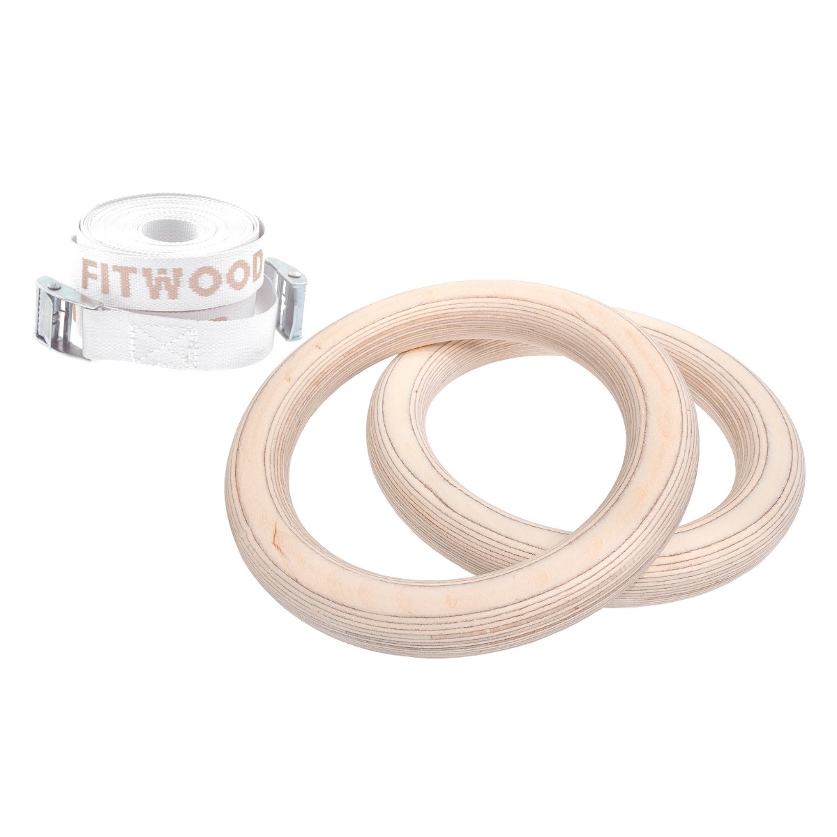 Fitwood Ulpu Mini Gymnastikringe 28mm Træ Overflade Hvid Strop
