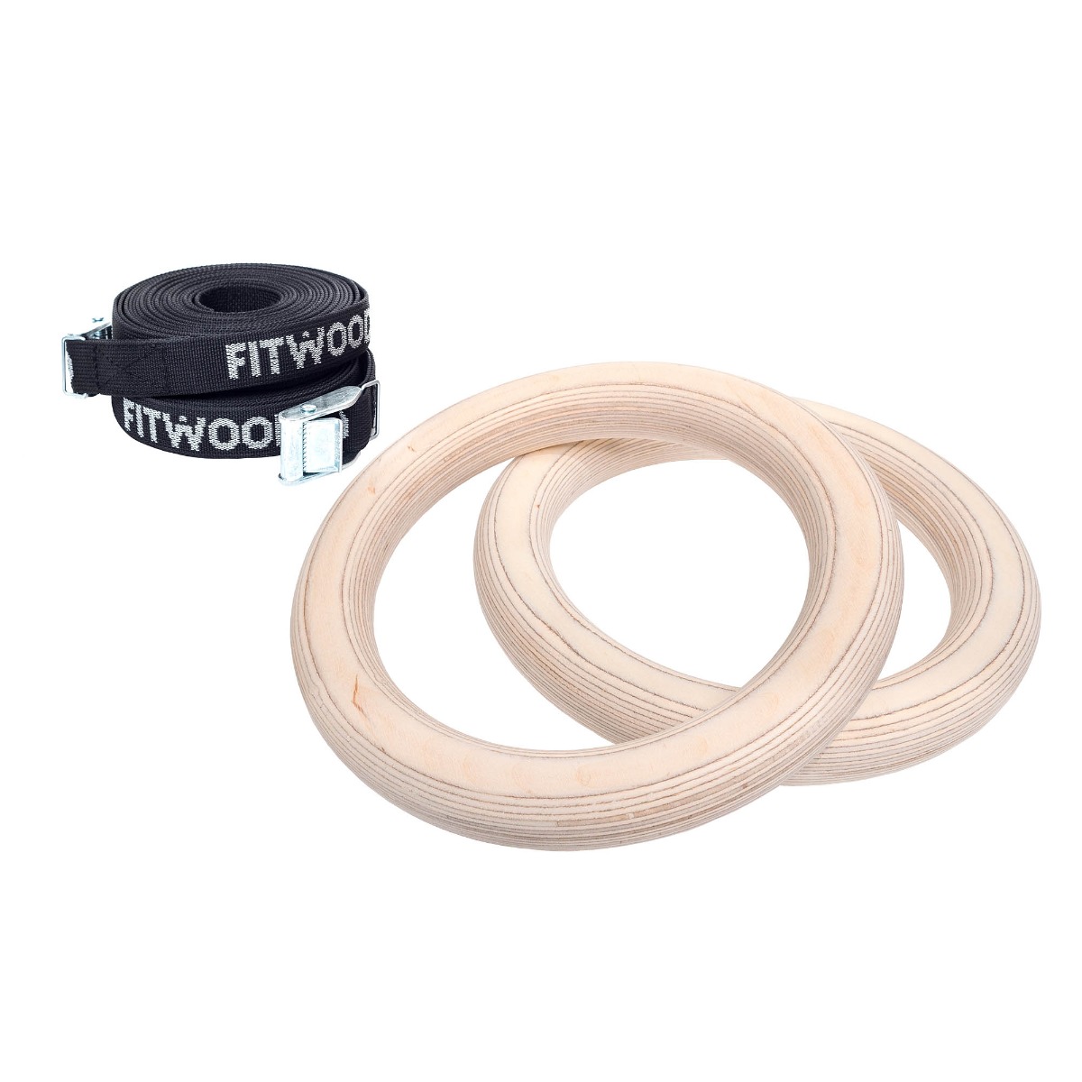 Fitwood Ulpu Mini Gymnastikringe 28mm Træ Overflade Sort Strop
