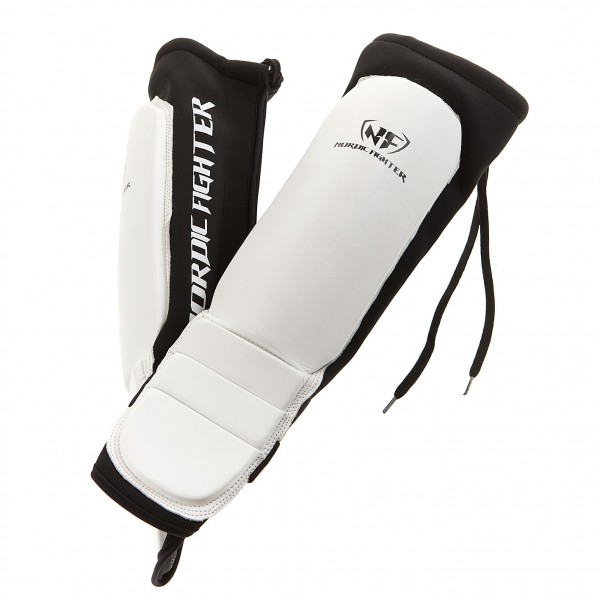 Nordic Fighter Grappling Shin Guards Instep Benskinne ægte Læder Hvid Large