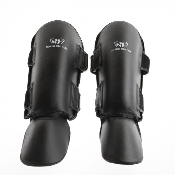 Nordic Fighter Shin Guards Instep Type Benskinne Læder Sort Medium