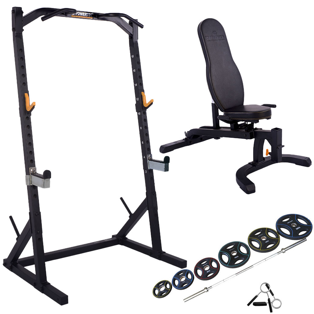 Powertec Half Rack Træningssæt 95 Kg 50 Mm Pu Vægtsæt Black