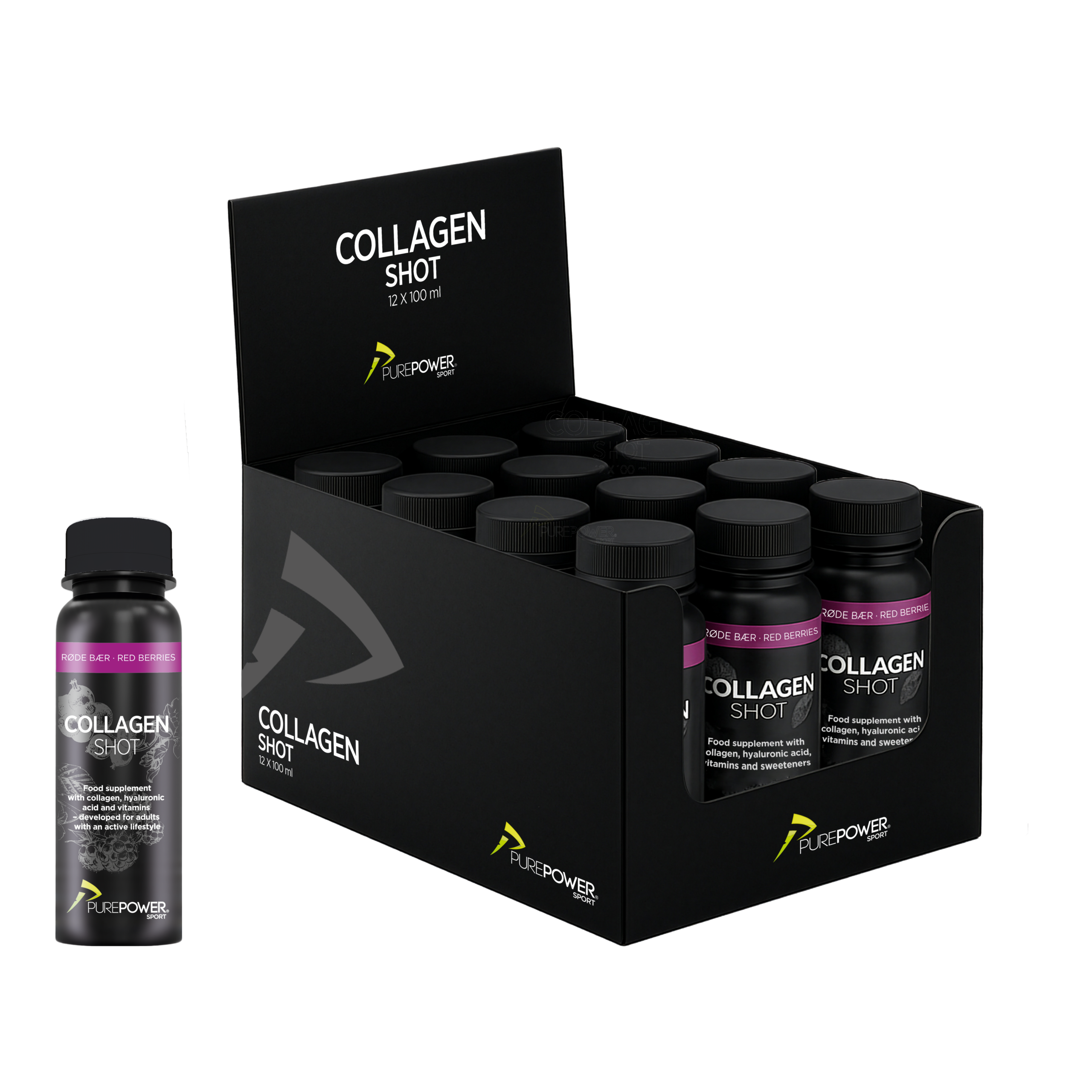 Collagen Shot Rødebær 12 Shots